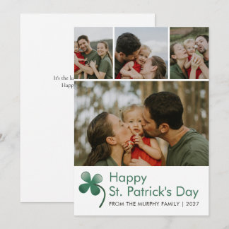 Cartes Pour Fêtes Annuelles Modern 4 Photo Collage St Patricks Day Family