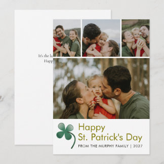 Cartes Pour Fêtes Annuelles Modern 4 Photo Collage St Patricks Day Family