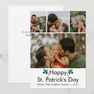 Cartes Pour Fêtes Annuelles Modern 4 Photo St. Patricks Day Family 