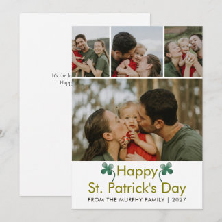 Cartes Pour Fêtes Annuelles Modern 4 Photo St. Patricks Day Family 