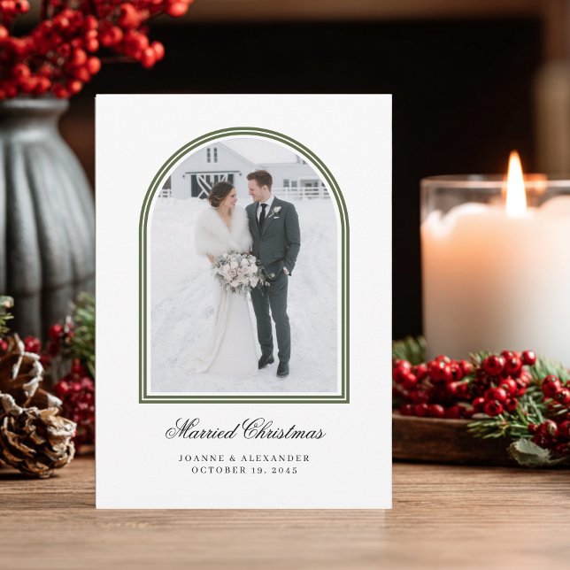 Cartes Pour Fêtes Annuelles Modern Arch Christmas Newlyweds Winter Wedding (Créateur téléchargé)
