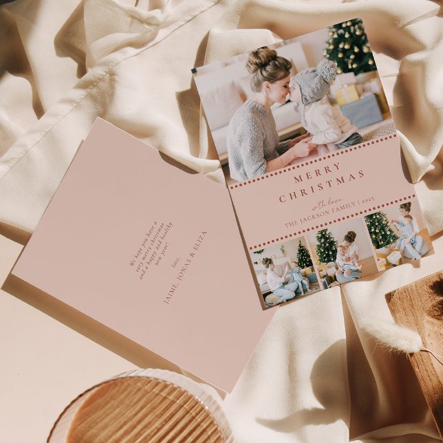 Cartes Pour Fêtes Annuelles Modern Blush Multi Photo Christmas (Créateur téléchargé)