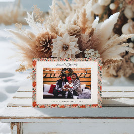Cartes Pour Fêtes Annuelles Modern Blush Pink Poinsettia Photo Christmas