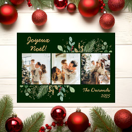 Cartes Pour Fêtes Annuelles Modern Botanical Greenery Photo Joyeux Noel