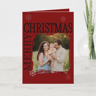 Cartes Pour Fêtes Annuelles Modern Brushstroke Family Photo Merry Christmas 