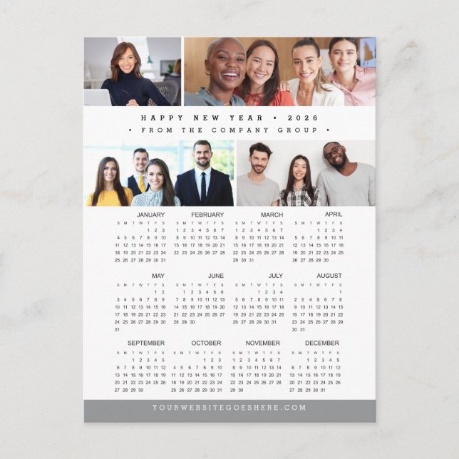 Cartes Pour Fêtes Annuelles Modern Business Team Collage photo Calendrier 2026 (Devant)