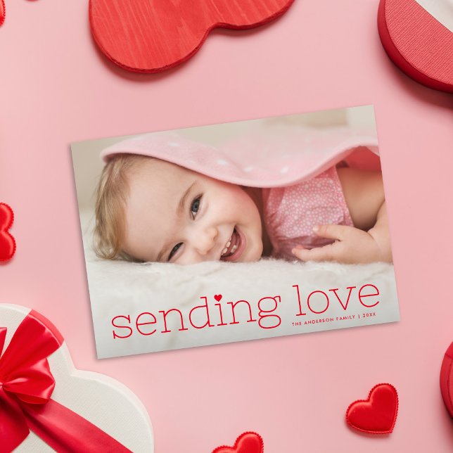 Cartes Pour Fêtes Annuelles Modern Chic Envoie Amour Saint Valentin Photo (Créateur téléchargé)
