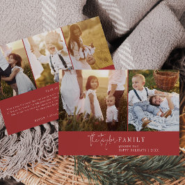 Cartes Pour Fêtes Annuelles Modern Chic Red Family Photo Collage Newsletter