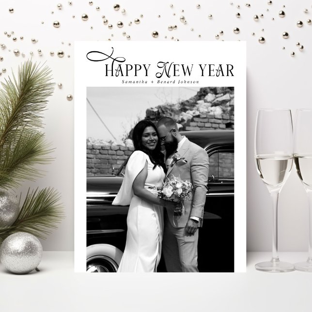 Cartes Pour Fêtes Annuelles Modern Chic Stylish Photo Collage Happy New Year  (Créateur téléchargé)