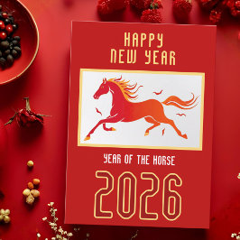 Cartes Pour Fêtes Annuelles Modern Chinese Horse New Year 2026 