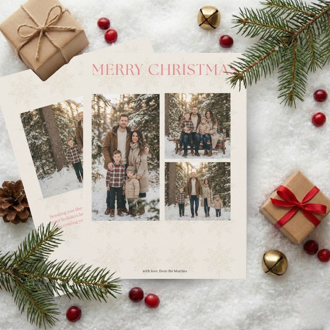 Cartes Pour Fêtes Annuelles Modern Elegant 4 Photo Merry Christmas (Créateur téléchargé)