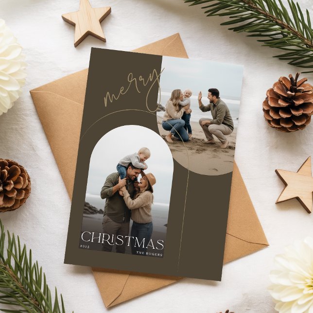 Cartes Pour Fêtes Annuelles Modern Family Portrait Beach Photo Christmas (Créateur téléchargé)