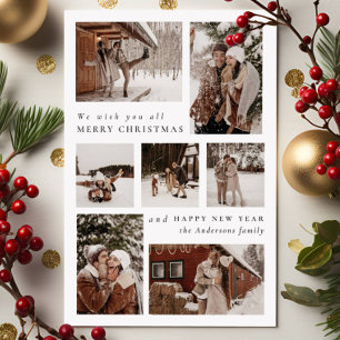 Cartes Pour Fêtes Annuelles Modern Festive sept Photo collage Noël
