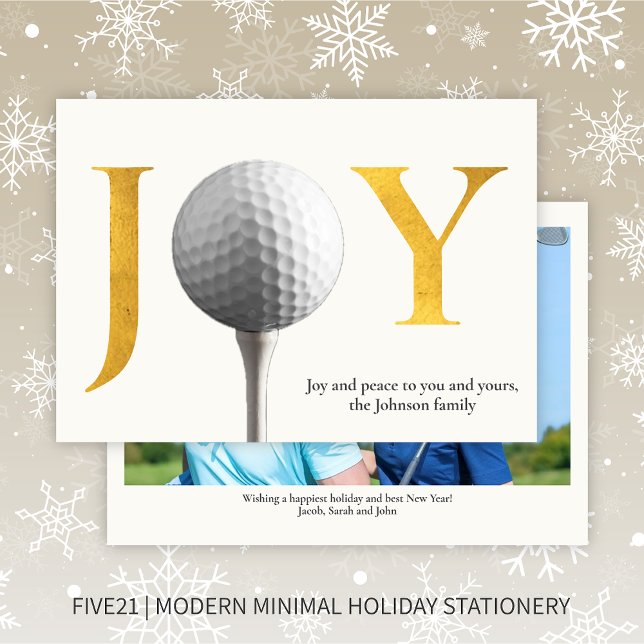 Cartes Pour Fêtes Annuelles Modern Golf Joie & Peace Photo de Noël (Créateur téléchargé)