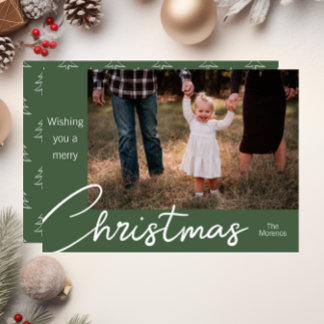 Cartes Pour Fêtes Annuelles Modern Green Tree Family Photo Christmas Card
