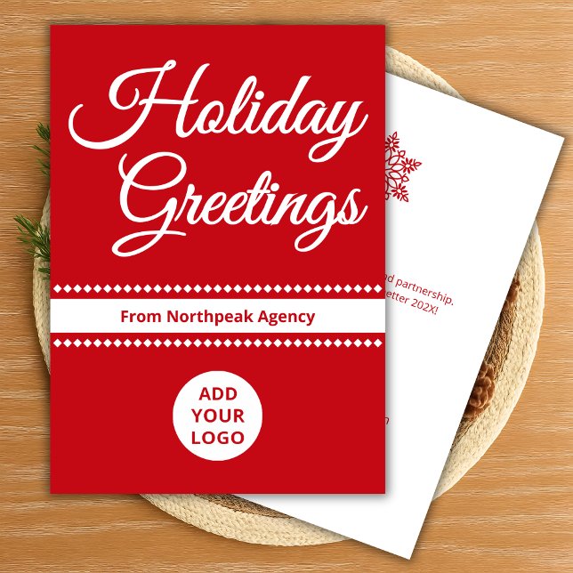 Cartes Pour Fêtes Annuelles Modern Holiday Card | Upload Logo & Message (Créateur téléchargé)