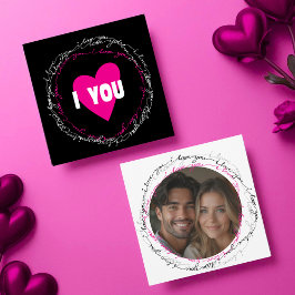 Cartes Pour Fêtes Annuelles Modern I Love You with Photo Circle noir