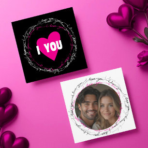 Cartes Pour Fêtes Annuelles Modern I Love You with Photo Circle noir