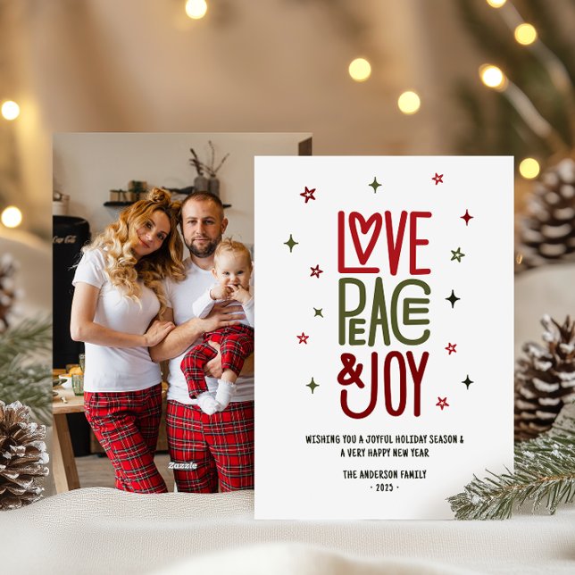 Cartes Pour Fêtes Annuelles Modern Love Peace & Joy Photo Noël / (Créateur téléchargé)