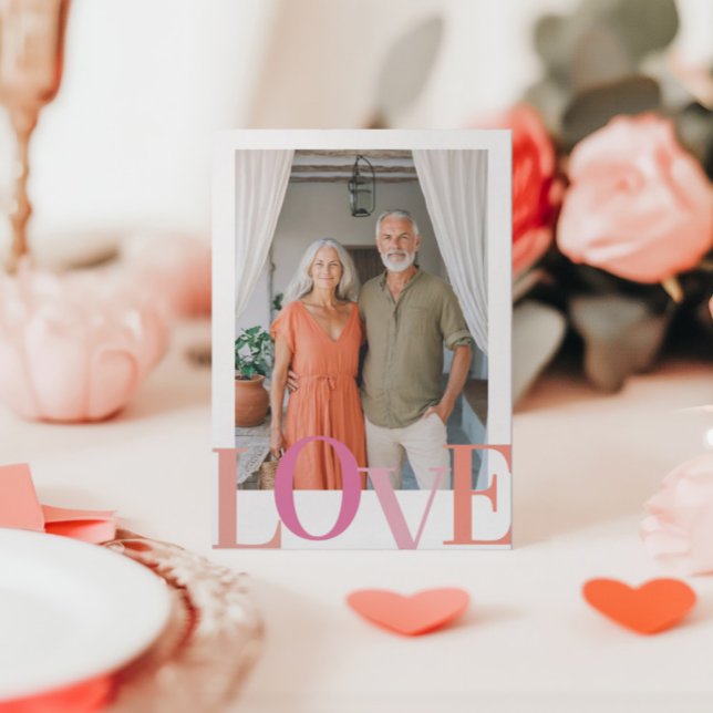 Cartes Pour Fêtes Annuelles Modern Love Pink & Peach Photo Saint Valentin (Créateur téléchargé)