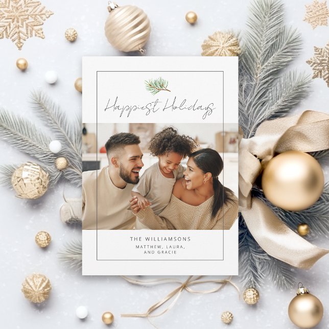 Cartes Pour Fêtes Annuelles Modern Minimal Happy Family Photo  (Available in both printed and instant download digital formats.)