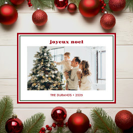 Cartes Pour Fêtes Annuelles Modern Minimal Red Border Photo Joyeux Noel