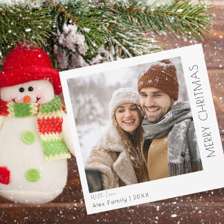 Cartes Pour Fêtes Annuelles Modern Minimalist  | Merry Christmas with Photo