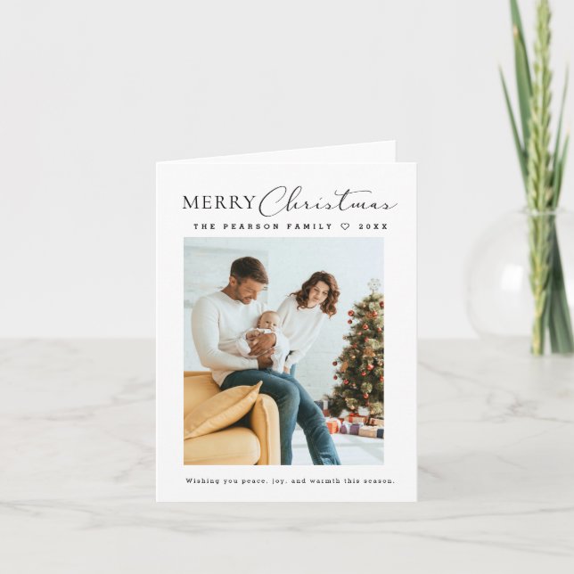Cartes Pour Fêtes Annuelles Modern Minimalist Script Photo Merry Christmas  (Devant)