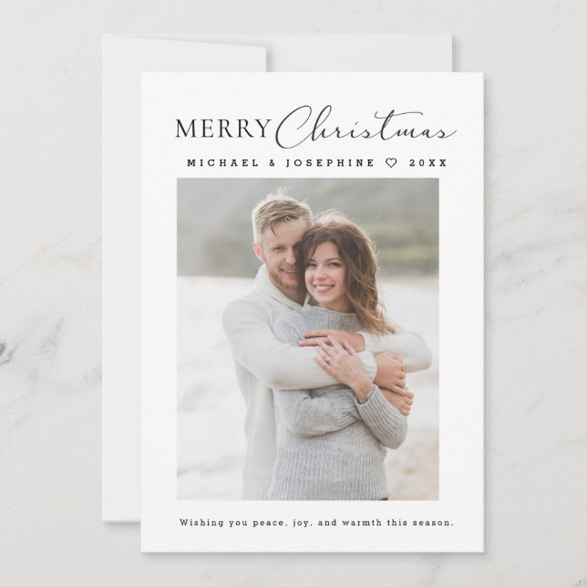 Cartes Pour Fêtes Annuelles Modern Minimalistic Merry Christmas couple photo (Devant)