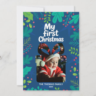 Cartes Pour Fêtes Annuelles Modern “My First Christmas” Baby Photo Card