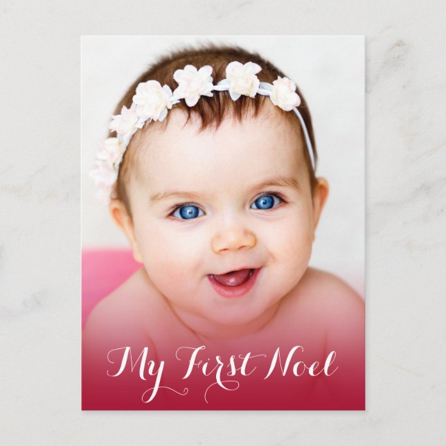 Cartes Pour Fêtes Annuelles Modern My First Christmas Baby Photo Rouge (Devant)