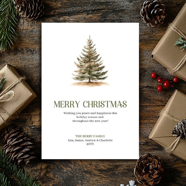 Cartes Pour Fêtes Annuelles Modern Neutral Christmas Tree Elegant Typography (Modern Neutral Christmas Tree Elegant Typography Holiday Card)