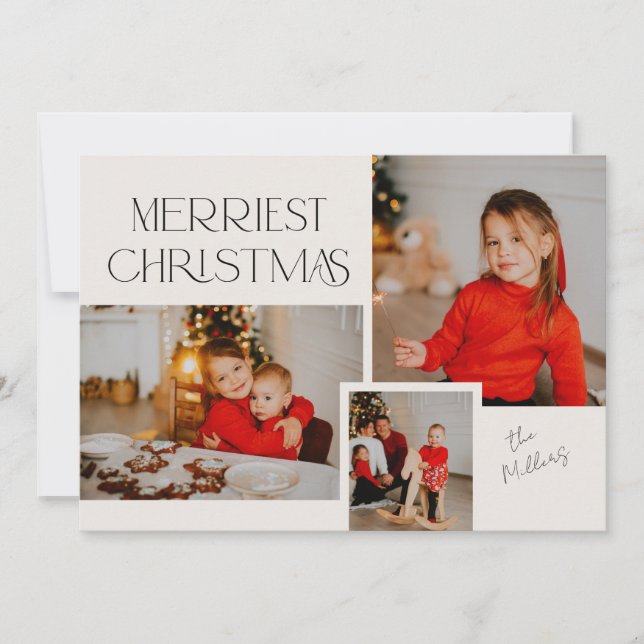 Cartes Pour Fêtes Annuelles Modern Photo Collage Merriest Christmas Collage (Devant)