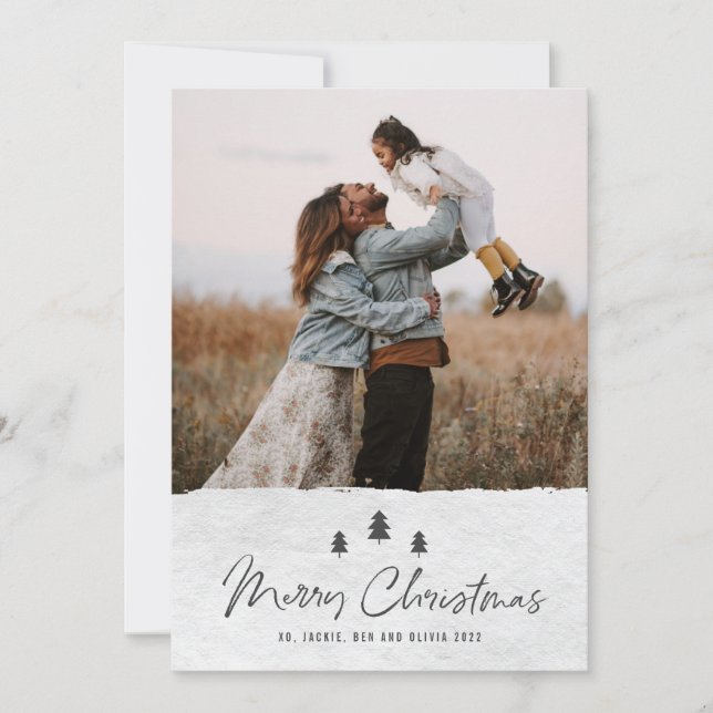 Cartes Pour Fêtes Annuelles Modern Rustic Merry Christmas  2 Photo (Devant)