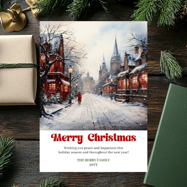 Cartes Pour Fêtes Annuelles Modern rustic winter scene playful festive cards (Modern rustic winter scene playful festive greeting card)