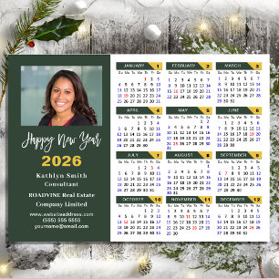 Cartes Pour Fêtes Annuelles Modern Sage Green 2026 Calendrier photo d'entrepri