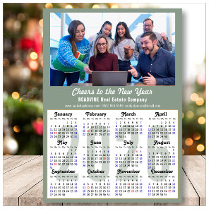 Cartes Pour Fêtes Annuelles Modern Sage Green 2026 Calendrier photo d'entrepri