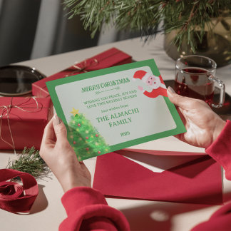 Cartes Pour Fêtes Annuelles modern santa pine tree family christmas greeting