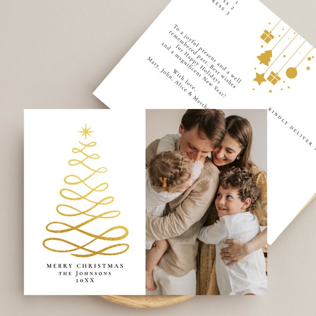 Cartes Pour Fêtes Annuelles Modern Scandi Gold Christmas Tree Ornaments Photo (Créateur téléchargé)