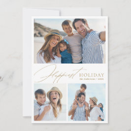 Cartes Pour Fêtes Annuelles Modern Script Family 3 Photo Happest Holiday card