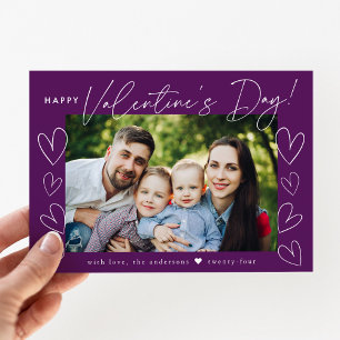 Cartes Pour Fêtes Annuelles Modern Script Purple Valentine's Day Photo