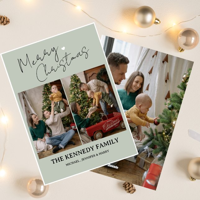 Cartes Pour Fêtes Annuelles Modern Simple Custom Nom de famille Photo Noël (Créateur téléchargé)