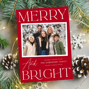 Cartes Pour Fêtes Annuelles Modern Snapshot Merry and Bright Photo