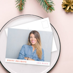Cartes Pour Fêtes Annuelles Modern Stylish Simple Christmas Single Photo
