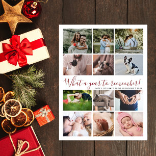 Cartes Pour Fêtes Annuelles Modern What a Year 12 Photo Collage Noël