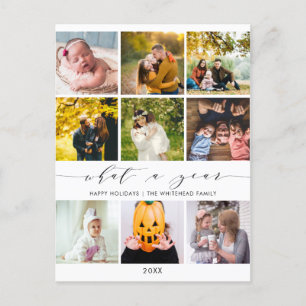 Cartes Pour Fêtes Annuelles Modern What a Year White Photo Collage