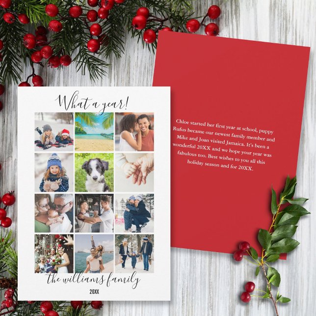 Cartes Pour Fêtes Annuelles Moderne 12 Photo Noël Quel An Dans (Modern 12 Photo Christmas What A Year In Holiday Card)