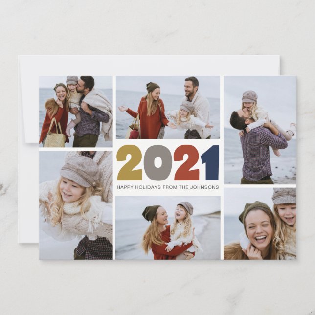 Cartes Pour Fêtes Annuelles Moderne 2021 | Vacances | Nouvel An | 6 photos (Devant)