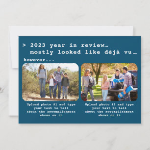 Cartes Pour Fêtes Annuelles Moderne 2023 Année en revue Blue Family Photo