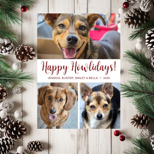 Cartes Pour Fêtes Annuelles Moderne 3 Photo Happy Howlidays (Créateur téléchargé)